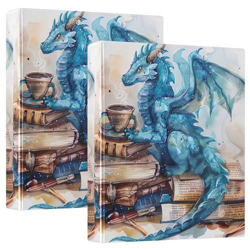 Custom Cool Dragon Read Books, 3 Ringbücher, 3,8 cm (1 1/2 Zoll), für 200 Blatt, Portfolio-Ringdruck, runder Ringbuch, 31,5 x 27 x 6 cm, 1 Packung von Joitme
