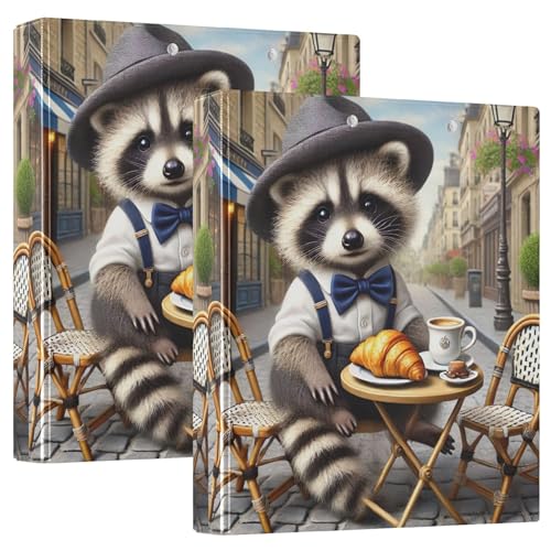 Custom Dapper Raccoon French Brunch 3-Ringbuch, 3,8 cm, für 200 Blatt, 3-Ringordner, Druck, runder Ringordner, 31,5 x 27 x 6 cm, 1 Packung von Joitme