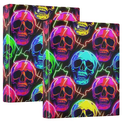 Custom Funny Neon Skulls 3,8 cm 3-Ringordner für 200 Blatt Ordner, Portfolio-Druck, runder Ring-Rezeptbuch, 31,5 x 27 x 6 cm, 1 Packung Custom Funny Neon Skulls 3,8 cm 3-Ringordner für 200 Blatt Ordner, Portfolio-Druck, runder Ring-Rezeptbuch, 31,5 x 27 x 6 cm, 1 Packung von Joitme