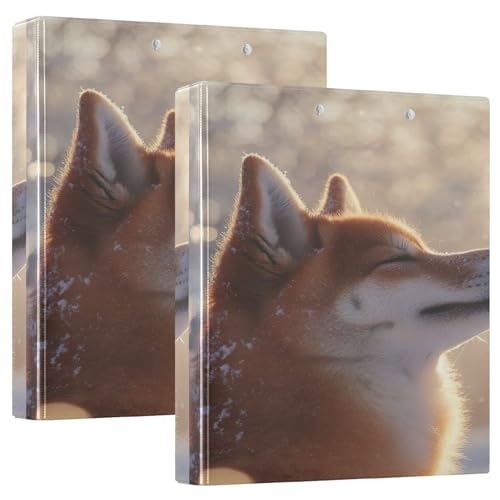 Custom Happy Shiba Inu Snowy Moment Drei-Ringordner, 3,8 cm, für 200 Blatt, 3-Ring-Ordner, niedlicher runder Ringplaner, 31,5 x 27 x 6 cm, 2 Stück Custom Happy Shiba Inu Snowy Moment Drei-Ringordner, 3,8 cm, für 200 Blatt, 3-Ring-Ordner, niedlicher runder Ringplaner, 31,5 x 27 x 6 cm, 2 Stück von Joitme
