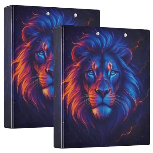 Custom Majestic Lions Head Glowing 3-Ringbuch, 3,8 cm, für 200 Blatt, 3 Ringordner, niedlich, rund, 31,5 x 27 x 6 cm, 2 Stück Custom Majestic Lions Head Glowing 3-Ringbuch, 3,8 cm, für 200 Blatt, 3 Ringordner, niedlich, rund, 31,5 x 27 x 6 cm, 2 Stück von Joitme
