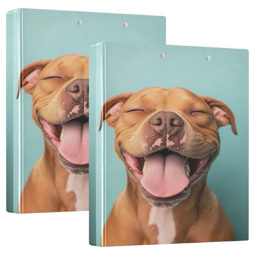 Custom Smiling Brown Pitbull, lustig, 3,8 cm Ordner, 3 Ringe für 200 Blatt, 3 Ringordner, niedlich, rund, strapazierfähig, 31,5 x 27 x 6 cm, 2 Stück Custom Smiling Brown Pitbull, lustig, 3,8 cm Ordner, 3 Ringe für 200 Blatt, 3 Ringordner, niedlich, rund, strapazierfähig, 31,5 x 27 x 6 cm, 2 Stück von Joitme