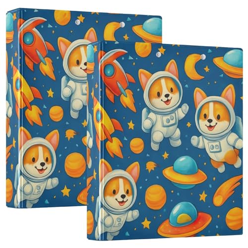 Cute Cartoon Corgis Astronauts 3,8 cm 3-Ringbücher für 200 Blatt, niedliche Notizbuchordner, runder Ringmappen, 31,5 x 27 x 6 cm, 2 Stück Cute Cartoon Corgis Astronauts 3,8 cm 3-Ringbücher für 200 Blatt, niedliche Notizbuchordner, runder Ringmappen, 31,5 x 27 x 6 cm, 2 Stück von Joitme