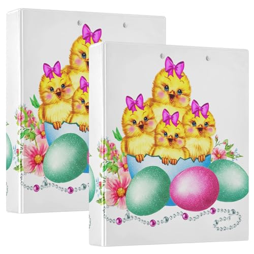 Cute Chicks Ostereier-Drei-Ringordner, 3,8 cm, für 200 Blatt, Blumen-Klemmbrett, runder Ringbuch, Büroordner, 31,5 x 27 x 6 cm, 2 Stück Cute Chicks Ostereier-Drei-Ringordner, 3,8 cm, für 200 Blatt, Blumen-Klemmbrett, runder Ringbuch, Büroordner, 31,5 x 27 x 6 cm, 2 Stück von Joitme