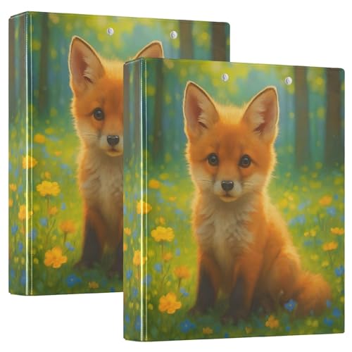 Cute Fox Ordner mit 3 Ringen, 3,8 cm, für 200 Blatt, niedliche Portfolio-Mappen, runder Ringbuch, 31,5 x 27 x 6 cm, 1 Stück von Joitme