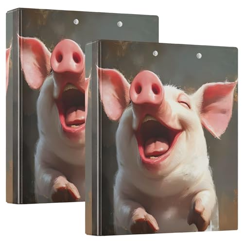 Cute Happy Pig Ordner, 3,8 cm, 3 Ringe für 200 Blatt, niedliche Portfolio-Mappen, runde Ringe, Spielrechnbuch, 31,5 x 27 x 6 cm, 2 Stück Cute Happy Pig Ordner, 3,8 cm, 3 Ringe für 200 Blatt, niedliche Portfolio-Mappen, runde Ringe, Spielrechnbuch, 31,5 x 27 x 6 cm, 2 Stück von Joitme