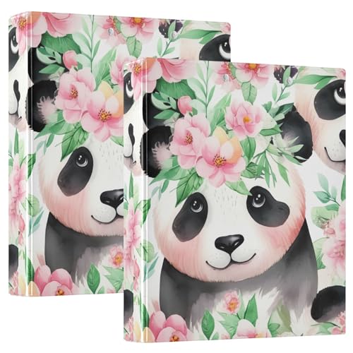 Cute Pandas Ringbuch mit drei Ringen, Pastell-Blumenmuster, 3,8 cm, für 200 Blatt, niedliches Klemmbrett, runder Ringbuch, 31,5 x 27 x 6 cm, 2 Stück Cute Pandas Ringbuch mit drei Ringen, Pastell-Blumenmuster, 3,8 cm, für 200 Blatt, niedliches Klemmbrett, runder Ringbuch, 31,5 x 27 x 6 cm, 2 Stück von Joitme