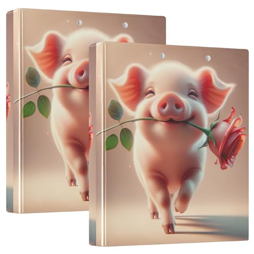 Cute Pig Hold Rose 3,8 cm Ordner mit 3 Ringen für 200 Blatt, niedliches Klemmbrett, Blumenmuster, runder Ring, robuster Ordner, 31,5 x 27 x 6 cm, 1 Stück Cute Pig Hold Rose 3,8 cm Ordner mit 3 Ringen für 200 Blatt, niedliches Klemmbrett, Blumenmuster, runder Ring, robuster Ordner, 31,5 x 27 x 6 cm, 1 Stück von Joitme