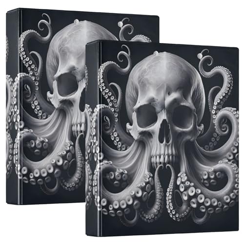 Dark Skull Octopus Gothic 3,8 cm 3-Ringbücher für 200 Blatt, niedlicher Portfolio-Ring, runder Ringbuch, 31,5 x 27 x 6 cm, 1 Packung Dark Skull Octopus Gothic 3,8 cm 3-Ringbücher für 200 Blatt, niedlicher Portfolio-Ring, runder Ringbuch, 31,5 x 27 x 6 cm, 1 Packung von Joitme