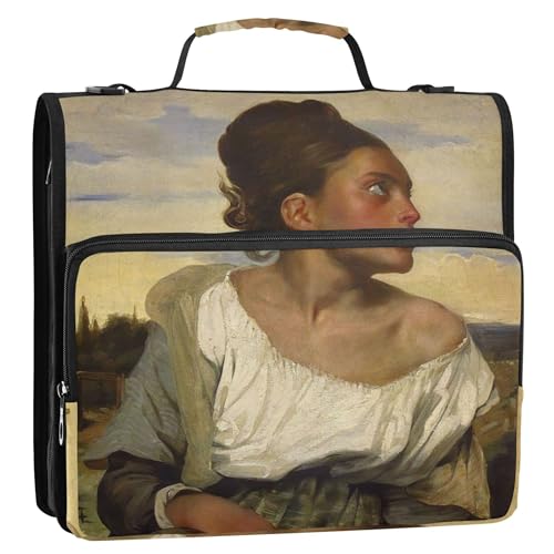 Delacroix Organizer mit Reißverschluss, 3 Ringbücher, 3,8 cm, D-Ring, Malerei, Delacroix, Aufbewahrungsmappe mit Griff, Schulmappe mit Schultergurt von Joitme