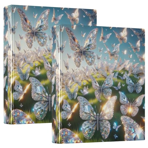 Diamond Butterflies Grass Lawn 3,8 cm 3-Ringbücher für 200 Blatt niedliche Ordner, Notizbuch, runder Ringbuch, Büroordner, 31,5 x 27 x 6 cm, 2 Stück Diamond Butterflies Grass Lawn 3,8 cm 3-Ringbücher für 200 Blatt niedliche Ordner, Notizbuch, runder Ringbuch, Büroordner, 31,5 x 27 x 6 cm, 2 Stück von Joitme