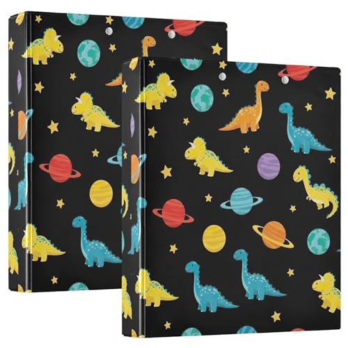 Dinosaurier-Planeten- und Sternen-Ordner mit 3 Ringen, 3,8 cm, für 200 Blatt, niedliches Klemmbrett, runder Ringbuch, 31,5 x 27 x 6 cm, 2 Stück Dinosaurier-Planeten- und Sternen-Ordner mit 3 Ringen, 3,8 cm, für 200 Blatt, niedliches Klemmbrett, runder Ringbuch, 31,5 x 27 x 6 cm, 2 Stück von Joitme