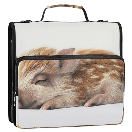 Dokumenten-Organizer mit Reißverschluss, 3,8 cm, 3 Ringbücher, strapazierfähig, niedlich, schlafend, Wildschwein, Aufbewahrungsmappe mit Griff, Ordner mit Gurt, Mittelschultasche Dokumenten-Organizer mit Reißverschluss, 3,8 cm, 3 Ringbücher, strapazierfähig, niedlich, schlafend, Wildschwein, Aufbewahrungsmappe mit Griff, Ordner mit Gurt, Mittelschultasche von Joitme