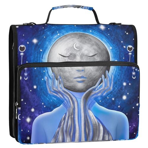 Dokumentenmappe mit 3 Ringen, 3,8 cm, D-Ring, Damen, Mondblau, Reißverschluss, Organizer, Aufbewahrung, Portfolio-Ordner mit Griff, Schulordner, Tasche mit Schultergurt Dokumentenmappe mit 3 Ringen, 3,8 cm, D-Ring, Damen, Mondblau, Reißverschluss, Organizer, Aufbewahrung, Portfolio-Ordner mit Griff, Schulordner, Tasche mit Schultergurt von Joitme