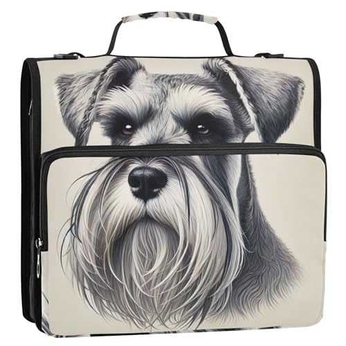 Dokumentenmappe mit Reißverschluss, 3,8 cm, 3 Ringe, robust, klassisch, Schnauzer, Portrait, mehrere Taschen, große Mappe mit Gurt, Schultasche Dokumentenmappe mit Reißverschluss, 3,8 cm, 3 Ringe, robust, klassisch, Schnauzer, Portrait, mehrere Taschen, große Mappe mit Gurt, Schultasche von Joitme
