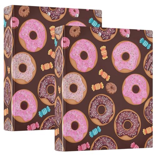 Donuts Candy Sprinkles Sweet 3,8 cm Ordner, 3 Ringe für 200 Blatt, Blumen-Tier-Klemmbrett, runder Ringbuch, 31,5 x 27 x 6 cm, 1 Stück von Joitme