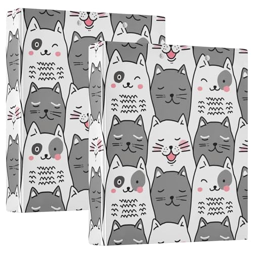 Drei-Ringordner mit niedlichen Katzen, 3,8 cm, für 200 Blatt, niedliches Klemmbrett, runder Ringbuch, 31,5 x 27 x 6 cm, 1 Stück von Joitme