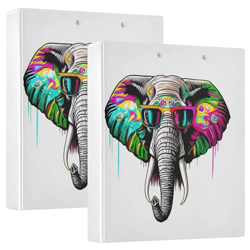 Elefant bunte Ordner, 3,8 cm, 3 Ringe, für 200 Blatt, niedliches Notizbuch, runder Ringbuch, Büroordner, 31,5 x 27 x 6 cm, 2 Stück Elefant bunte Ordner, 3,8 cm, 3 Ringe, für 200 Blatt, niedliches Notizbuch, runder Ringbuch, Büroordner, 31,5 x 27 x 6 cm, 2 Stück von Joitme