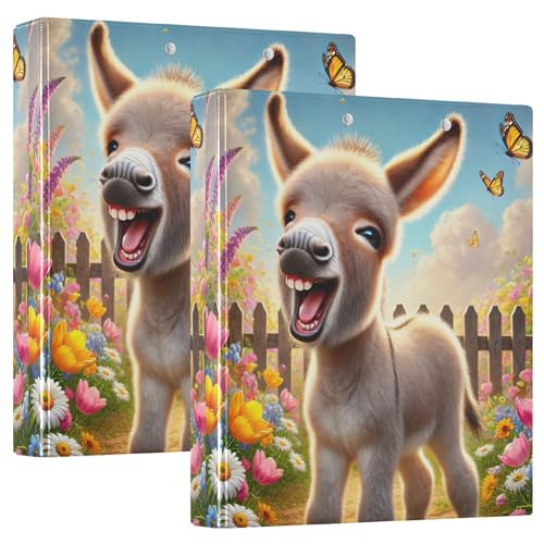 Fröhlicher Eselblüten-Druck, 3,8 cm, 3-Ringbücher für 200 Blatt, niedliche Ordner, Portfolio, runder Ringplaner, 31,5 x 27 x 6 cm, 2 Stück Fröhlicher Eselblüten-Druck, 3,8 cm, 3-Ringbücher für 200 Blatt, niedliche Ordner, Portfolio, runder Ringplaner, 31,5 x 27 x 6 cm, 2 Stück von Joitme