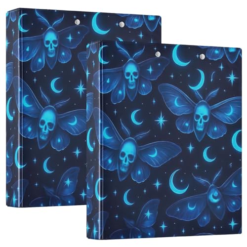 Funny Gothic Moths Skull Blue 3 Ring Binders Hold 200 Sheets Cute Print Portfolio-Ordner, Runder Ringbuch, 31,5 x 27 x 6 cm, 2 Stück Funny Gothic Moths Skull Blue 3 Ring Binders Hold 200 Sheets Cute Print Portfolio-Ordner, Runder Ringbuch, 31,5 x 27 x 6 cm, 2 Stück von Joitme