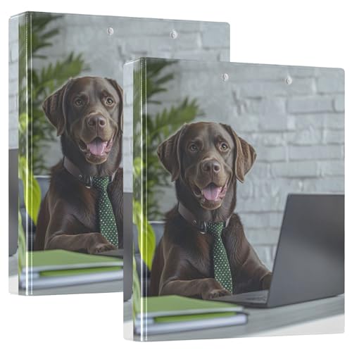Funny Office Dog Business 3,8 cm Ordner mit 3 Ringen für 200 Blatt, niedliches Klemmbrett, runder Ring, Rezeptbuch, 31,5 x 27 x 6 cm, 2 Stück von Joitme
