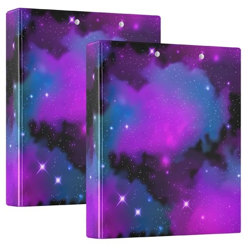 Galaxy Purple Stars Fog 3-Ringbuch, 3,8 cm, für 200 Blatt, niedliches Klemmbrett, runder Ringbuch, 31,5 x 27 x 6 cm, 1 Packung Galaxy Purple Stars Fog 3-Ringbuch, 3,8 cm, für 200 Blatt, niedliches Klemmbrett, runder Ringbuch, 31,5 x 27 x 6 cm, 1 Packung von Joitme