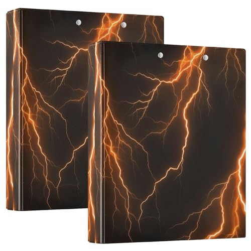 Glowing Lightning Bolts Dark 3,8 cm Ordner, 3 Ringe für 200 Blatt, niedliches Klemmbrett, runder Ringbuch, 31,5 x 27 x 6 cm, 2 Stück Glowing Lightning Bolts Dark 3,8 cm Ordner, 3 Ringe für 200 Blatt, niedliches Klemmbrett, runder Ringbuch, 31,5 x 27 x 6 cm, 2 Stück von Joitme