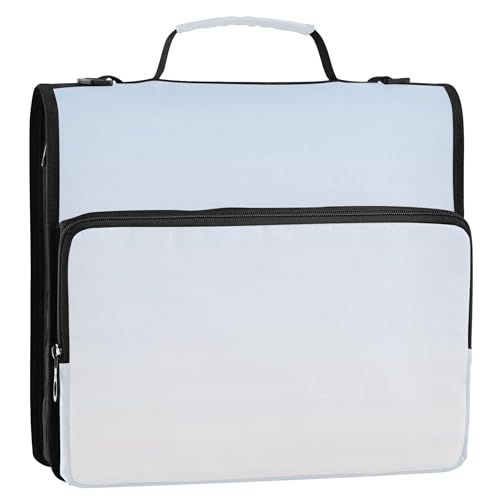 Große 3,8 cm große Ordner mit 3 Ringen, strapazierfähig, blau-weiß, Farbverlauf, Reißverschluss, Organizer, mehrere Taschen, große Portfolio-Mappe, Ordnertasche mit Gurt für die Schule Große 3,8 cm große Ordner mit 3 Ringen, strapazierfähig, blau-weiß, Farbverlauf, Reißverschluss, Organizer, mehrere Taschen, große Portfolio-Mappe, Ordnertasche mit Gurt für die Schule von Joitme