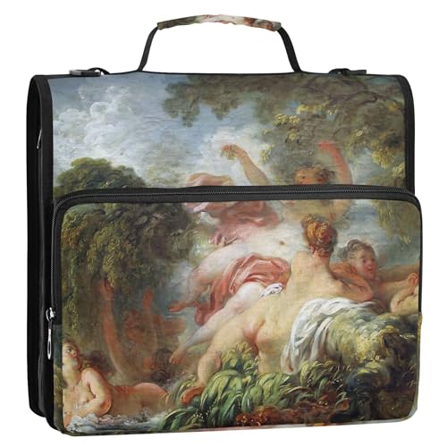 Große 3-Ringbücher mit 3 Ringen, strapazierfähig, für Jean Honoré Fragonard Malerei, Diana Nymphen, Reißverschluss, Organizer, Portfolio, für 500 Blatt, Halter, Ordner mit Gurt, mittlere Schultasche Große 3-Ringbücher mit 3 Ringen, strapazierfähig, für Jean Honoré Fragonard Malerei, Diana Nymphen, Reißverschluss, Organizer, Portfolio, für 500 Blatt, Halter, Ordner mit Gurt, mittlere Schultasche von Joitme