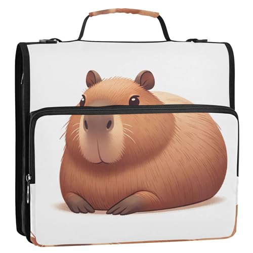 Große 3-Ringbücher mit 3 Ringen, strapazierfähig, niedlicher Capybara-Tierdruck, Reißverschluss, Organizer, mehrere Taschen, große Portfolio-Ordner mit Gurt, mittlere Schultasche Große 3-Ringbücher mit 3 Ringen, strapazierfähig, niedlicher Capybara-Tierdruck, Reißverschluss, Organizer, mehrere Taschen, große Portfolio-Ordner mit Gurt, mittlere Schultasche von Joitme