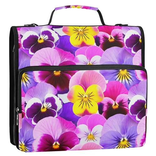Großer Ordner-Organizer mit Reißverschluss, 3,8 cm, 3 Ringbücher, D-Ringe, Blumenmuster, Frühlingsblumen, Lila, mehrere Taschen, große Portfolio-Mappe, Ordnertasche mit Gurt für die Schule Großer Ordner-Organizer mit Reißverschluss, 3,8 cm, 3 Ringbücher, D-Ringe, Blumenmuster, Frühlingsblumen, Lila, mehrere Taschen, große Portfolio-Mappe, Ordnertasche mit Gurt für die Schule von Joitme