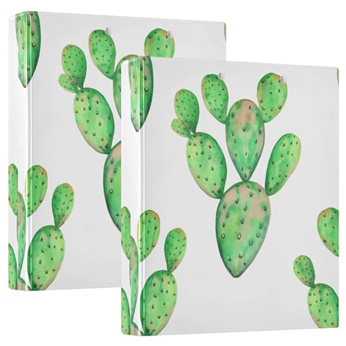 Grünes Aquarell-Kaktusweiß, 3,8 cm, 3-Ringordner für 200 Blatt, trendige 3-Ring-Ordner, runder Ring, robuster Ordner, 31,5 x 27 x 6 cm, 1 Packung von Joitme