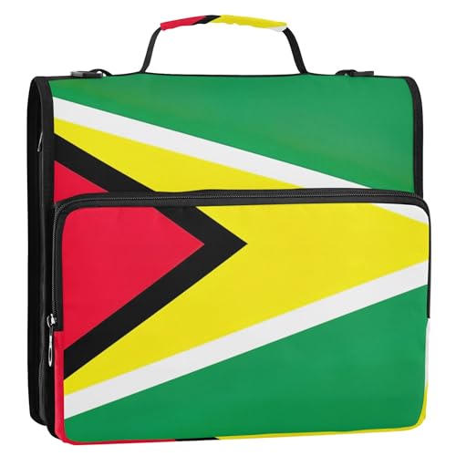 Guyana-Flagge, 3 Ringbücher, 3,8 cm, D-Ring, Reißverschluss, Organizer, Schulordner, Tasche mit Schultergurt, Aufbewahrungsmappe mit Griff Guyana-Flagge, 3 Ringbücher, 3,8 cm, D-Ring, Reißverschluss, Organizer, Schulordner, Tasche mit Schultergurt, Aufbewahrungsmappe mit Griff von Joitme