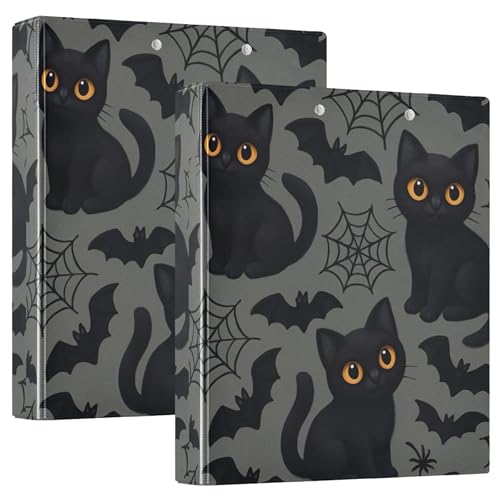 Halloween-Ordner mit schwarzen Katzen, 3,8 cm, 3 Ringe, 200 Blatt, lustiger Druck, Notizbuch, Ordner, runder Ring, Rezeptbuch, 31,5 x 27 x 6 cm, 2 Stück Halloween-Ordner mit schwarzen Katzen, 3,8 cm, 3 Ringe, 200 Blatt, lustiger Druck, Notizbuch, Ordner, runder Ring, Rezeptbuch, 31,5 x 27 x 6 cm, 2 Stück von Joitme
