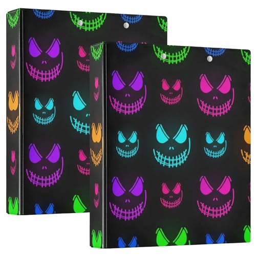 Halloween Scary Neon 3 Ringbücher für 200 Blatt Designer-Portfolio-Ordner, runder Ring, strapazierfähig, 31,5 x 27 x 6 cm, 2 Stück von Joitme