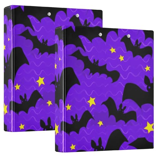 Halloween schwarze Fledermäuse, violett, 3,8 cm, 3 Ringordner, für 200 Blatt, niedliches Klemmbrett, runder Ring, Spielrechnungsbuch, 31,5 x 27 x 6 cm, 2 Stück Halloween schwarze Fledermäuse, violett, 3,8 cm, 3 Ringordner, für 200 Blatt, niedliches Klemmbrett, runder Ring, Spielrechnungsbuch, 31,5 x 27 x 6 cm, 2 Stück von Joitme
