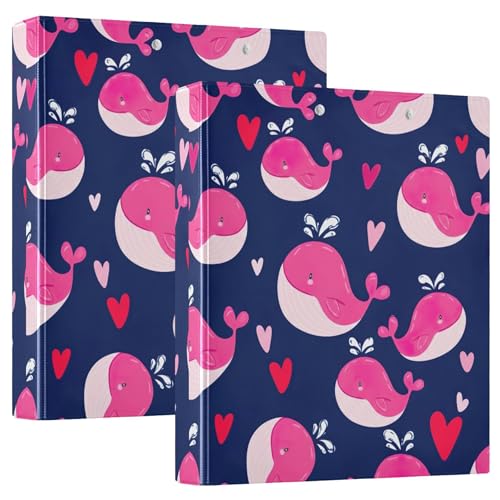 Happy Pink Whales 3-Ringbuch, 3,8 cm, für 200 Blatt, Premium-Notizbuchordner, runder Ring, Playbill Binder, 31,5 x 27 x 6 cm, 2 Stück Happy Pink Whales 3-Ringbuch, 3,8 cm, für 200 Blatt, Premium-Notizbuchordner, runder Ring, Playbill Binder, 31,5 x 27 x 6 cm, 2 Stück von Joitme