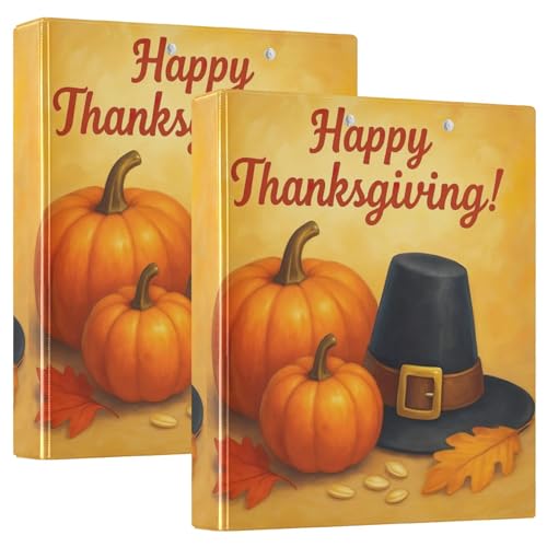 Happy Thanksgiving Pumpkins 3,8 cm 3-Ringordner für 200 Blatt Tier-Blumen-Klemmbrett, runder Ring, robuster Ordner, 31,5 x 27 x 6 cm, 2 Stück Happy Thanksgiving Pumpkins 3,8 cm 3-Ringordner für 200 Blatt Tier-Blumen-Klemmbrett, runder Ring, robuster Ordner, 31,5 x 27 x 6 cm, 2 Stück von Joitme