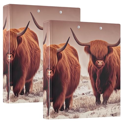 Highland Cow Cattle Drei-Ringordner, 3,8 cm, für 200 Blatt, Kunstdruck-Portfolio-Ordner, runder Ring, Rezeptbuch, 31,5 x 27 x 6 cm, 2 Stück Highland Cow Cattle Drei-Ringordner, 3,8 cm, für 200 Blatt, Kunstdruck-Portfolio-Ordner, runder Ring, Rezeptbuch, 31,5 x 27 x 6 cm, 2 Stück von Joitme