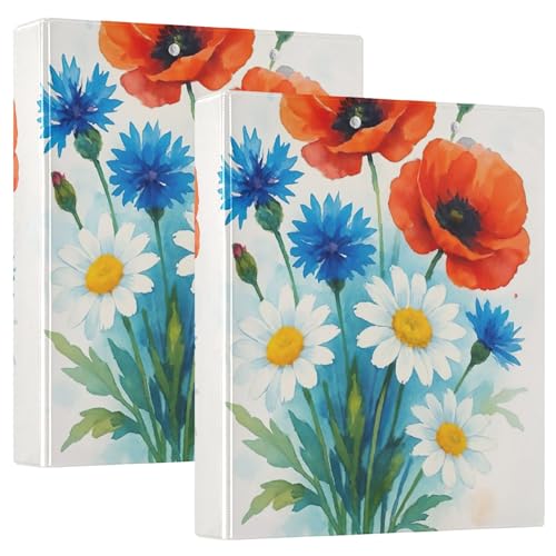 Individuelle Aquarell-Blumen, rote Mohnblumen, 3,8 cm, 3 Ringordner, für 200 Blatt, Notizbuch, niedlich, rund, 31,5 x 27 x 6 cm, 2 Stück Individuelle Aquarell-Blumen, rote Mohnblumen, 3,8 cm, 3 Ringordner, für 200 Blatt, Notizbuch, niedlich, rund, 31,5 x 27 x 6 cm, 2 Stück von Joitme