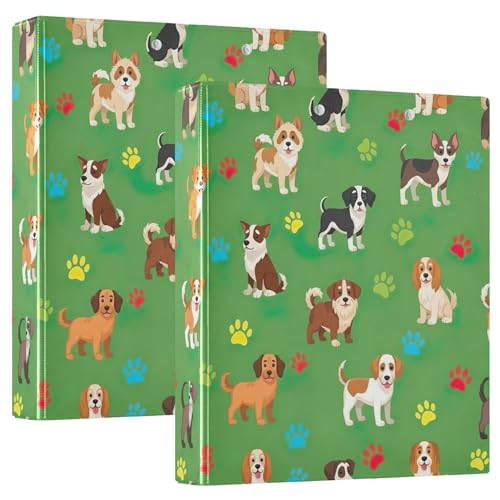Individuelle Cartoon-Hunde, bunte Pfotenabdrücke, Grün, 3,8 cm, 3 Ringordner, für 200 Blatt, Portfolio-Ring, niedlicher runder Ringbuch, 31,5 x 27 x 6 cm, 2 Stück Individuelle Cartoon-Hunde, bunte Pfotenabdrücke, Grün, 3,8 cm, 3 Ringordner, für 200 Blatt, Portfolio-Ring, niedlicher runder Ringbuch, 31,5 x 27 x 6 cm, 2 Stück von Joitme