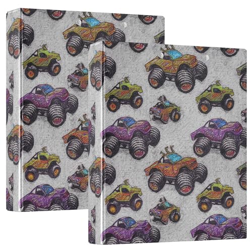 Individuelle farbige Monster-Trucks-Ordner, 3,8 cm, 3 Ringe, für 200 Blatt, Portfolio-Druck, runder Ringordner, 31,5 x 27 x 6 cm, 1 Packung Individuelle farbige Monster-Trucks-Ordner, 3,8 cm, 3 Ringe, für 200 Blatt, Portfolio-Druck, runder Ringordner, 31,5 x 27 x 6 cm, 1 Packung von Joitme
