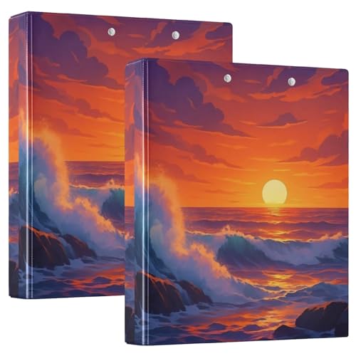 Individuelle schöne Ocean Sunset Waves 3-Ringordner, 3,8 cm, für 200 Blatt, Portfolio-Ordner, niedlicher runder Ring-Rezeptbuch, 31,5 x 27 x 6 cm, 2 Stück Individuelle schöne Ocean Sunset Waves 3-Ringordner, 3,8 cm, für 200 Blatt, Portfolio-Ordner, niedlicher runder Ring-Rezeptbuch, 31,5 x 27 x 6 cm, 2 Stück von Joitme