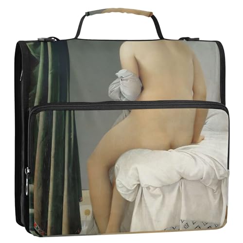 Jean Auguste Dominique Ingres Valpin?on Bather 3,8 cm Ordner, 3-Ringbuch, Reißverschluss, Organizer mit Schultergurt, für Schule, Portfolio, hält 500 Blatt von Joitme