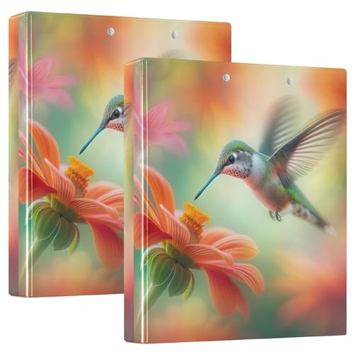 Kolibri-Ordner mit orangefarbener Blume, 3,8 cm, 3 Ringe, 200 Blatt, Kunstdruck-Portfolio-Mappen, runder Ring, Playbill Ordner, 31,5 x 27 x 6 cm, 2 Stück Kolibri-Ordner mit orangefarbener Blume, 3,8 cm, 3 Ringe, 200 Blatt, Kunstdruck-Portfolio-Mappen, runder Ring, Playbill Ordner, 31,5 x 27 x 6 cm, 2 Stück von Joitme
