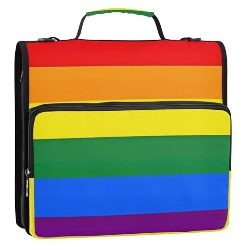 LGBT Ringordner mit 3 Ringen, 3,8 cm, D-Ring, Reißverschluss, Organizer, Schulmappe mit Schultergurt, Portfolio und Etui, Ringordnerhalter LGBT Ringordner mit 3 Ringen, 3,8 cm, D-Ring, Reißverschluss, Organizer, Schulmappe mit Schultergurt, Portfolio und Etui, Ringordnerhalter von Joitme
