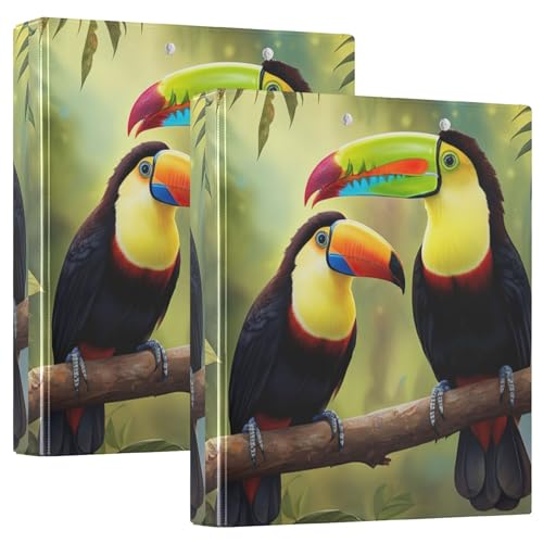Lebendiger Tukan-Vogel, üppiger Dschungel, 3,8 cm, für 200 Blatt, niedliche Notizbuchordner, runder Ringplaner, 31,5 x 27 x 6 cm, 2 Stück Lebendiger Tukan-Vogel, üppiger Dschungel, 3,8 cm, für 200 Blatt, niedliche Notizbuchordner, runder Ringplaner, 31,5 x 27 x 6 cm, 2 Stück von Joitme