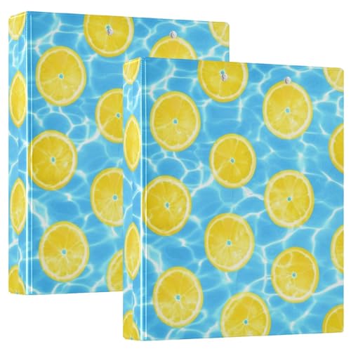 Lemon Slices 3 Ringordner mit 3 Ringen, für 200 Blatt, moderne Ringordner, runder Ringordner, 31,5 x 27 x 6 cm, 2 Stück von Joitme