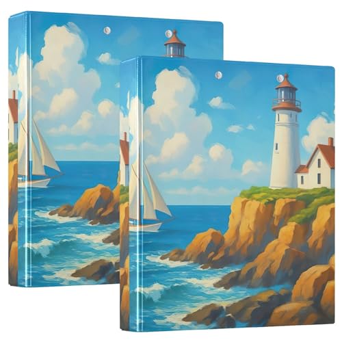 Lighthouse Blue Ocean 3,8 cm 3-Ringordner für 200 Blatt, niedliche Portfolio-Mappen, runder Ring, Playbill Ordner, 31,5 x 27 x 6 cm, 1 Stück Lighthouse Blue Ocean 3,8 cm 3-Ringordner für 200 Blatt, niedliche Portfolio-Mappen, runder Ring, Playbill Ordner, 31,5 x 27 x 6 cm, 1 Stück von Joitme