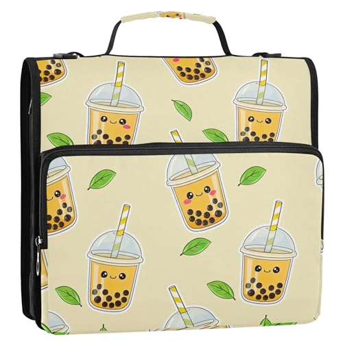 Lustiger Ordner-Organizer mit Reißverschluss, 3,8 cm, D-Ring, niedliche Teetassen, gelbe Aufbewahrungsmappe mit Griff, Schulmappe mit Schultergurt, 3,8 cm Lustiger Ordner-Organizer mit Reißverschluss, 3,8 cm, D-Ring, niedliche Teetassen, gelbe Aufbewahrungsmappe mit Griff, Schulmappe mit Schultergurt, 3,8 cm von Joitme